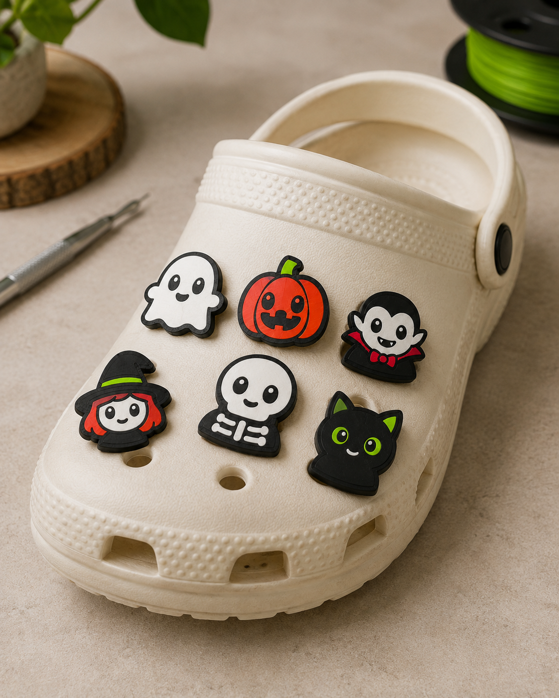 Halloween Clog Shoe Charms Set of 6 – Ghost, Pumpkin, Vampire, Witch, Skeleton and Black Cat